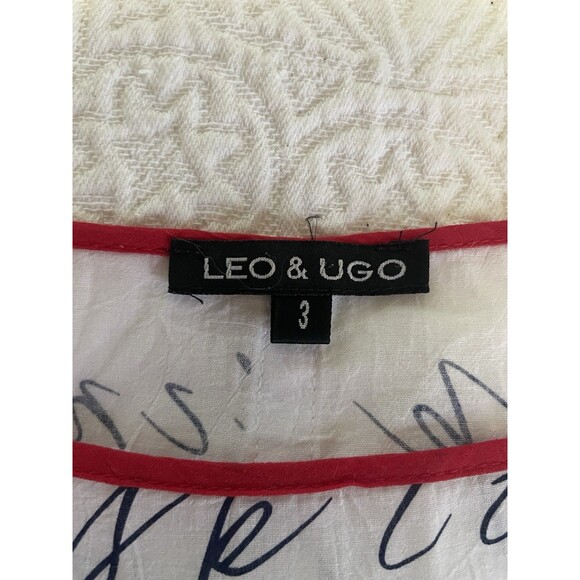 Leo & Ugo Short-Sleeved White, Red, and Blue Tee Size 3‎ - Picture 6 of 8